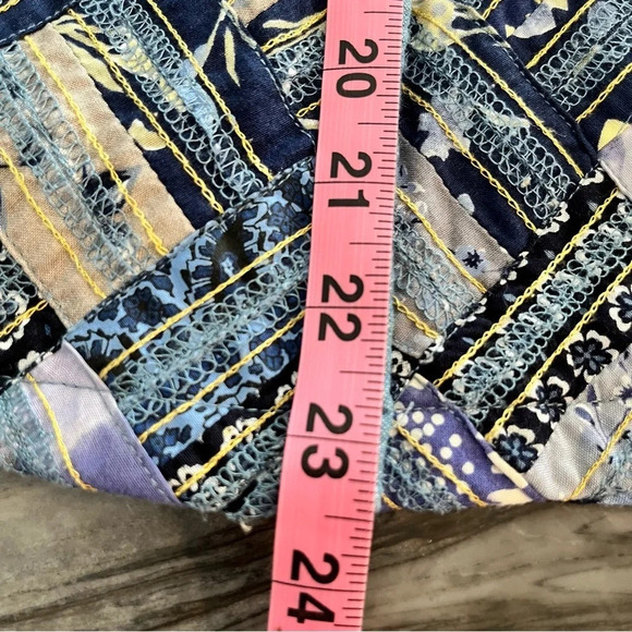 Vintage Soul Mates Blue Rayon Patchwork Jacket Metallic Threads Medium - Picture 7 of 8